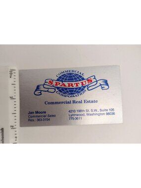 Vintage Spartus Commercial Real Estate Business Card Lynnwood Washington